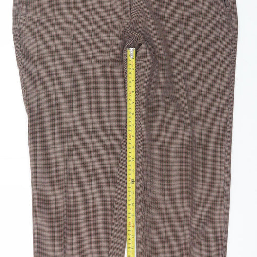 Marks and Spencer Women's Brown Check Straight Trousers Size 18