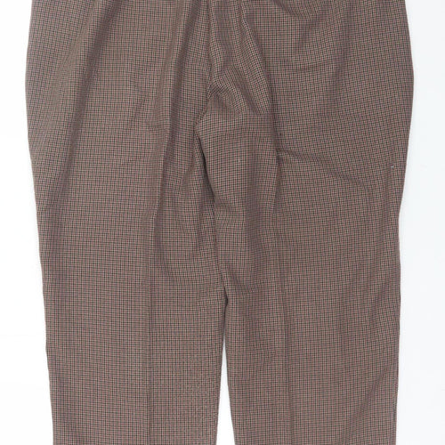 Marks and Spencer Women's Brown Check Straight Trousers Size 18