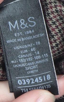 Marks and Spencer Women's Brown Check Straight Trousers Size 18