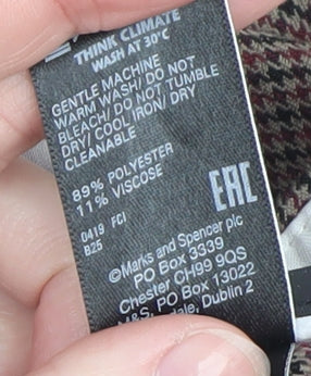 Marks and Spencer Women's Brown Check Straight Trousers Size 18