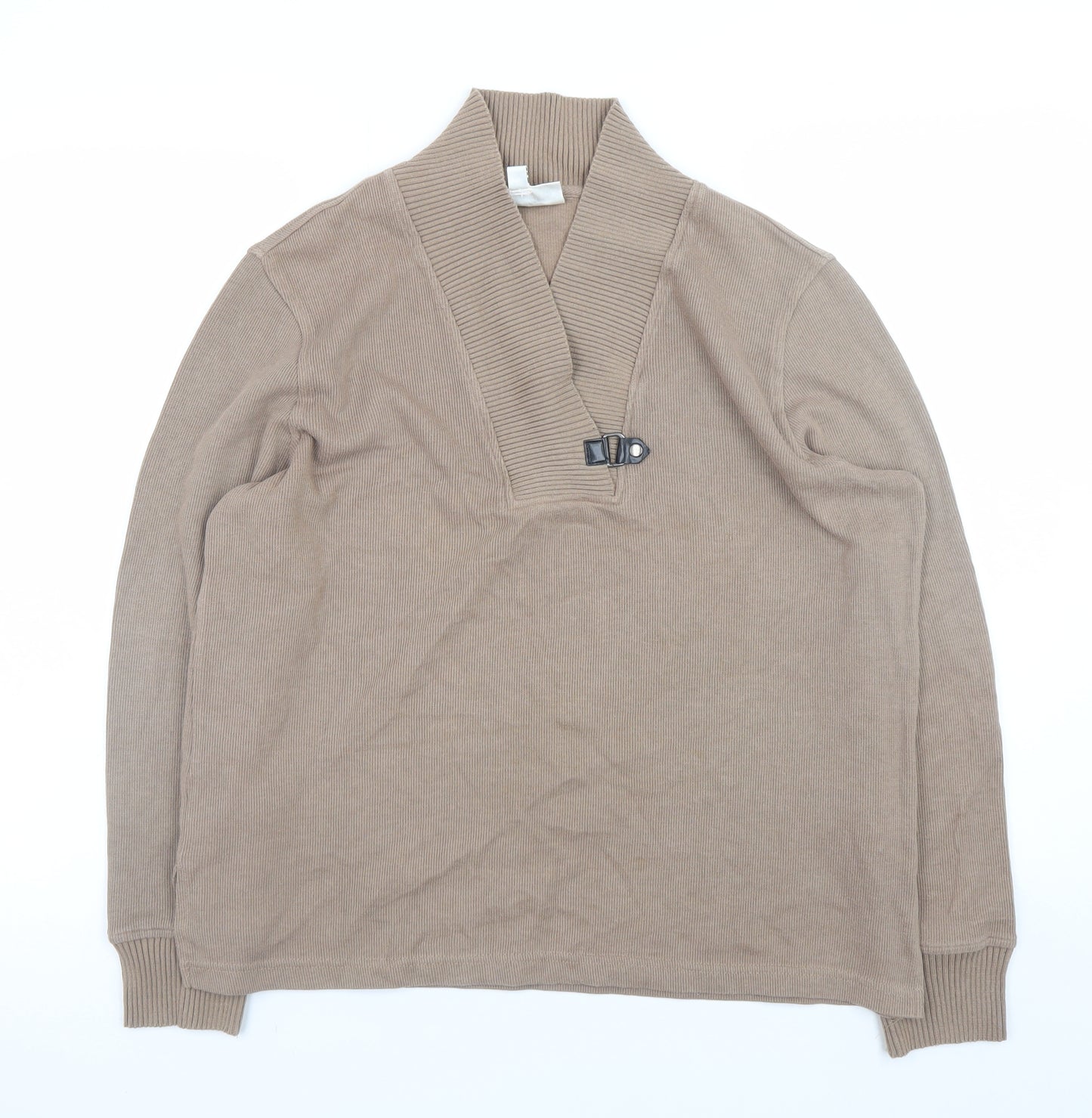 Rebecca Malone Women Beige L Knit Pullover Jumper with Buckle Detail