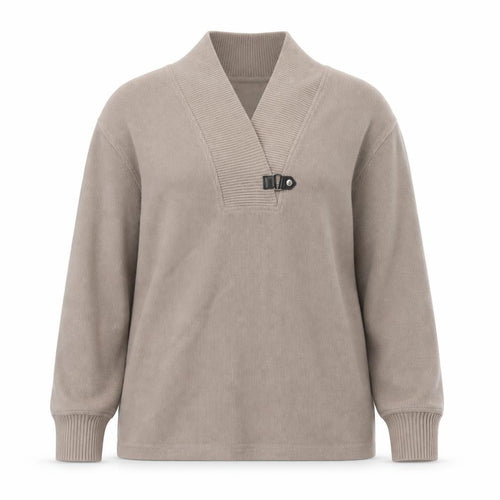 Rebecca Malone Women Beige L Knit Pullover Jumper with Buckle Detail