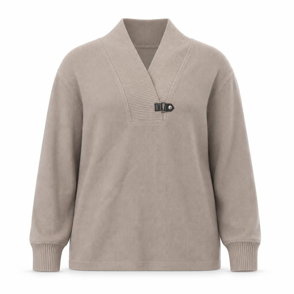 Rebecca Malone Women Beige L Knit Pullover Jumper with Buckle Detail