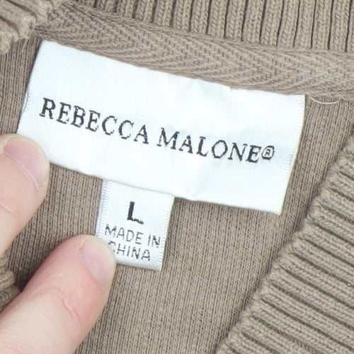 Rebecca Malone Women Beige L Knit Pullover Jumper with Buckle Detail