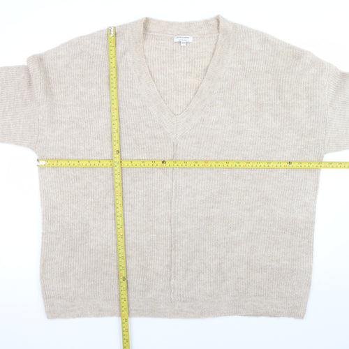 JD Williams Women's Beige V-Neck Relaxed Knit Jumper Size 20