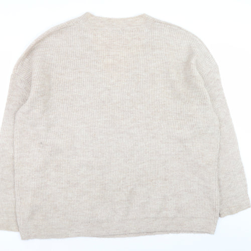JD Williams Women's Beige V-Neck Relaxed Knit Jumper Size 20