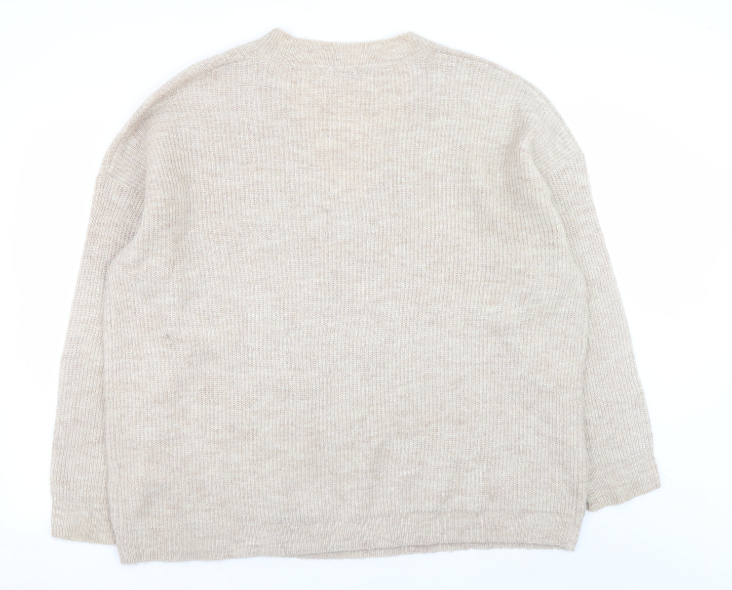 JD Williams Women's Beige V-Neck Relaxed Knit Jumper Size 20