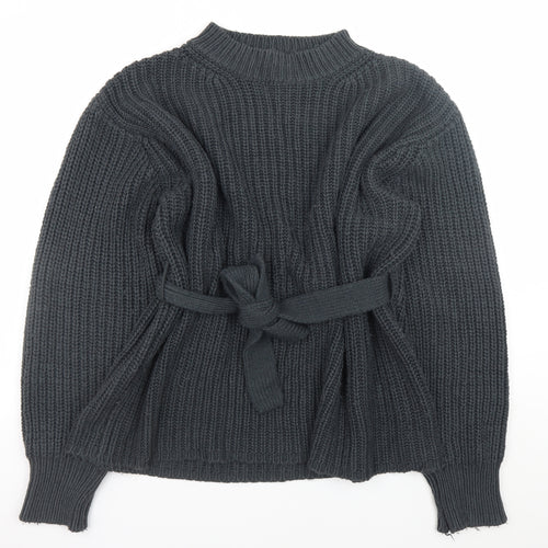 Zara Women’s Grey Chunky Knit Belted Cardigan Jumper L