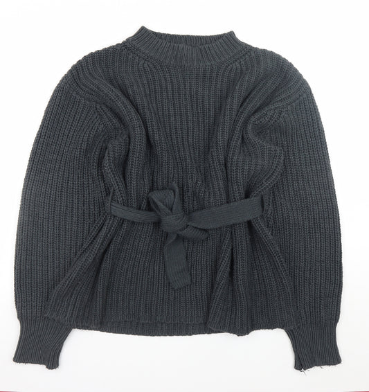 Zara Women’s Grey Chunky Knit Belted Cardigan Jumper L