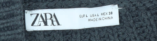 Zara Women’s Grey Chunky Knit Belted Cardigan Jumper L