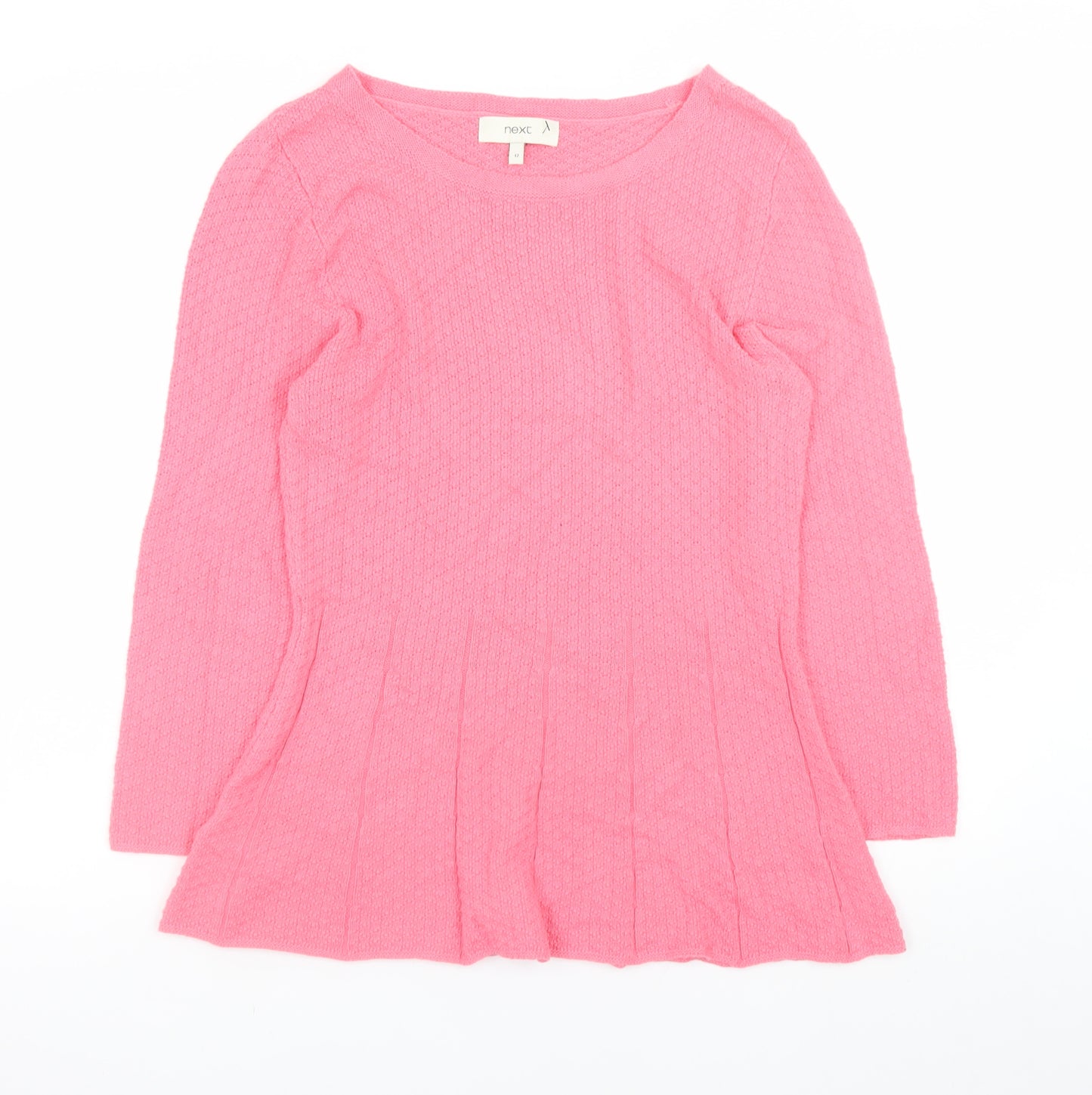 Next Women’s Pink Knit Skater Dress Size 12 Long Sleeve