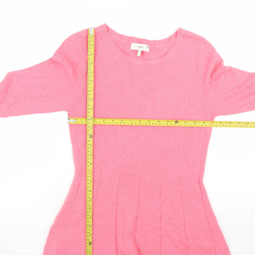 Next Women’s Pink Knit Skater Dress Size 12 Long Sleeve