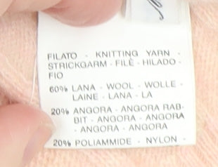 Marella Women Beige Wool Angora V-Neck Button Cardigan M