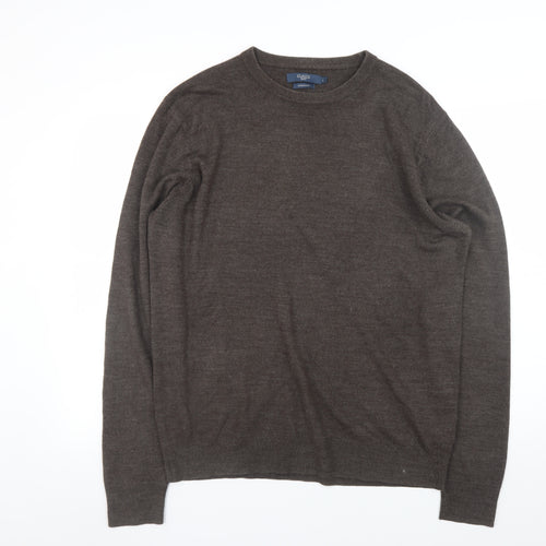 Atlantic Bay Men Brown L Supersoft Acrylic Crew Neck Jumper