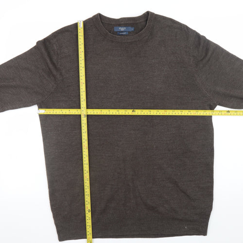 Atlantic Bay Men Brown L Supersoft Acrylic Crew Neck Jumper