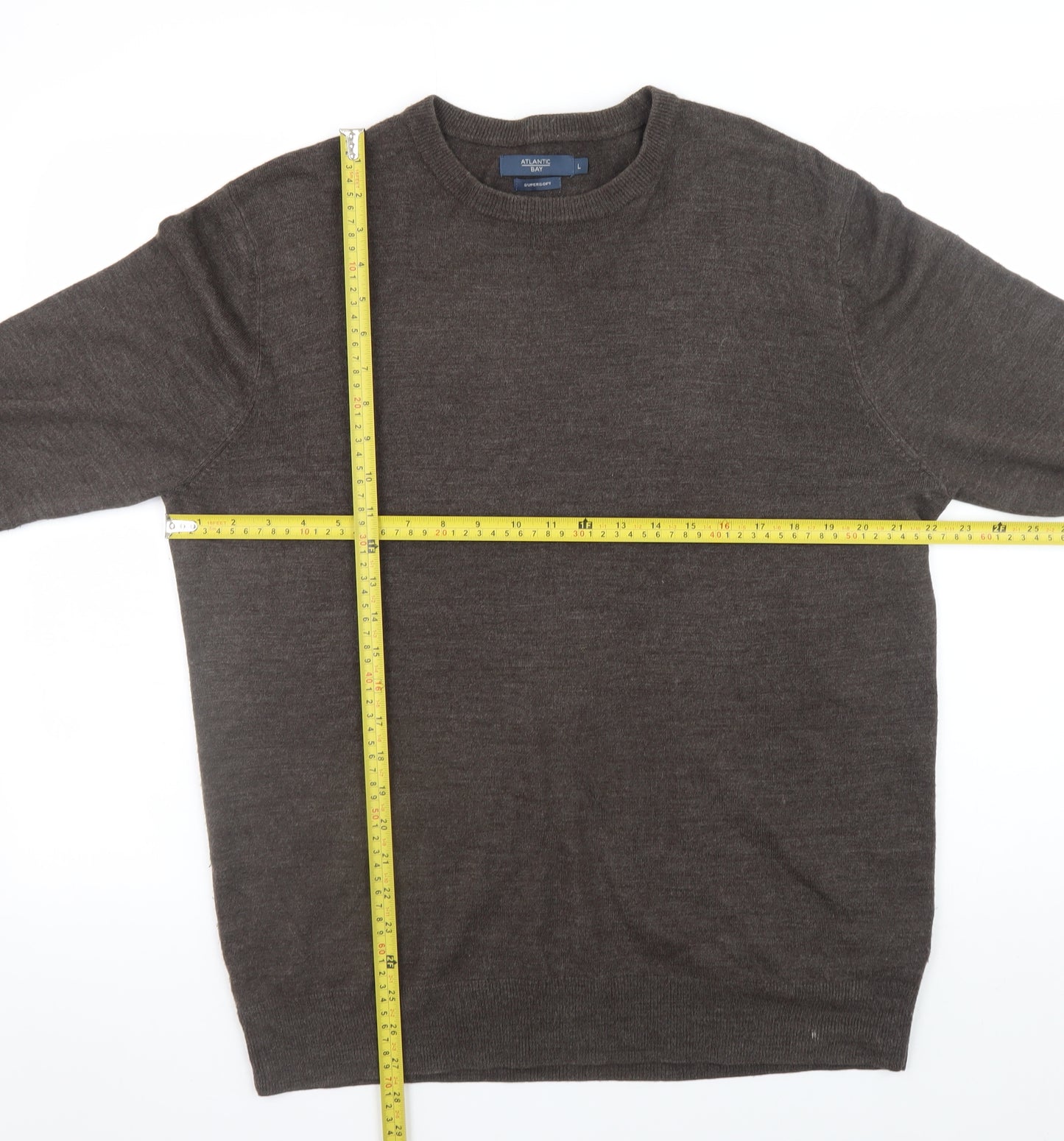 Atlantic Bay Men Brown L Supersoft Acrylic Crew Neck Jumper