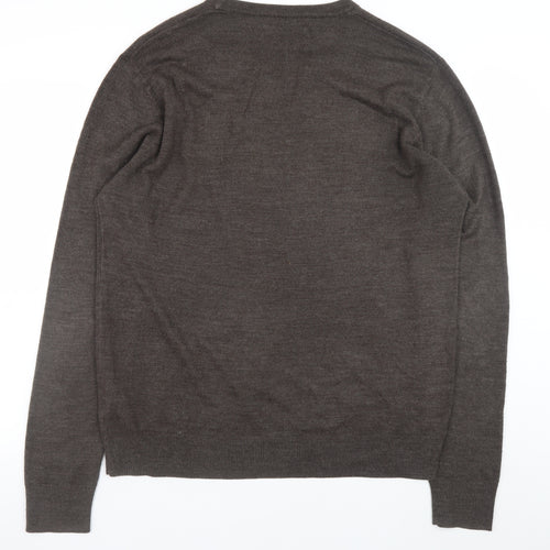 Atlantic Bay Men Brown L Supersoft Acrylic Crew Neck Jumper