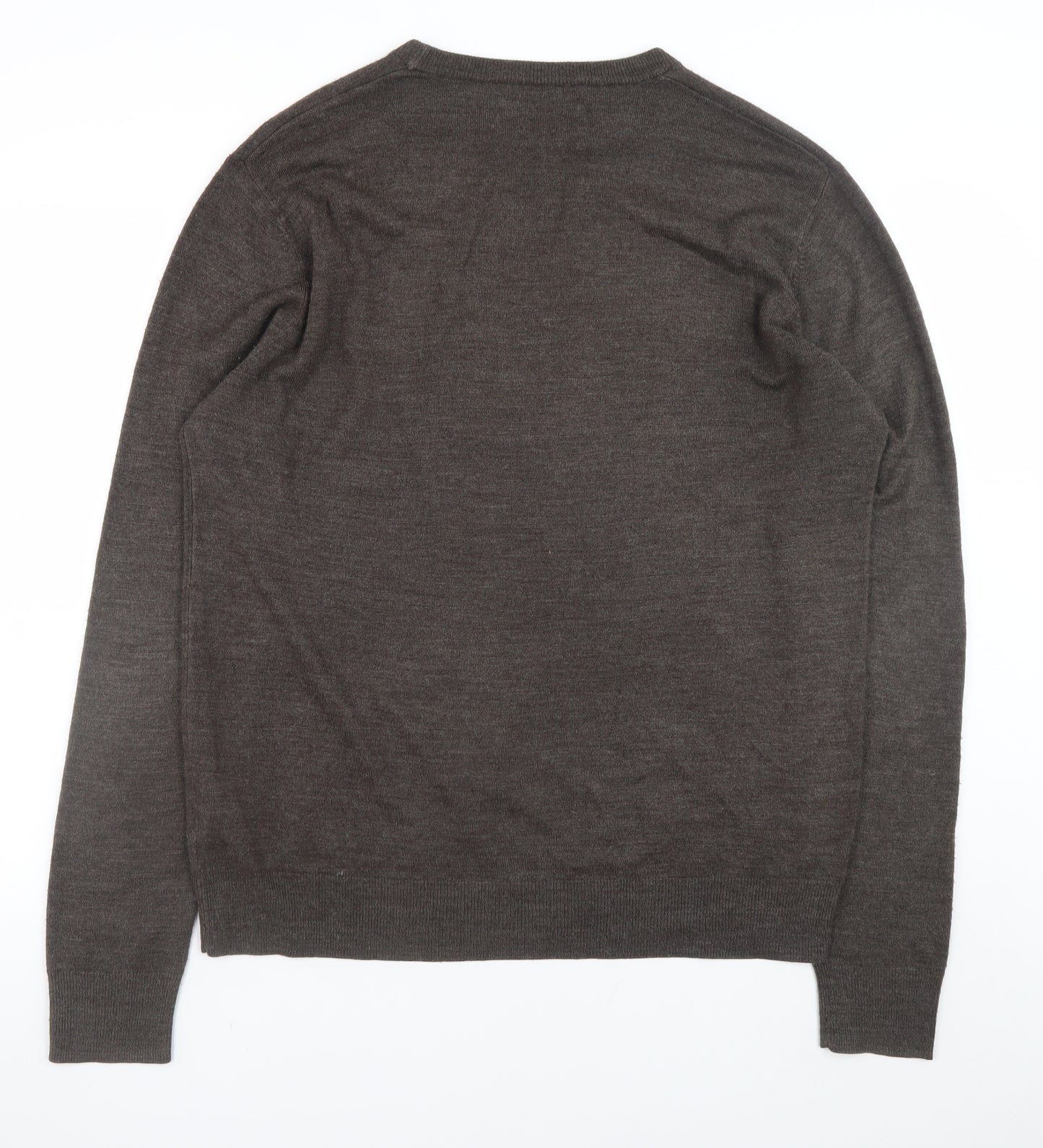 Atlantic Bay Men Brown L Supersoft Acrylic Crew Neck Jumper