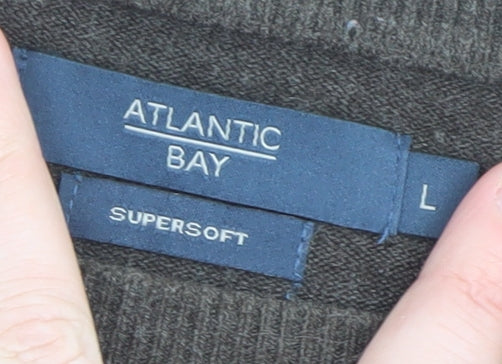 Atlantic Bay Men Brown L Supersoft Acrylic Crew Neck Jumper