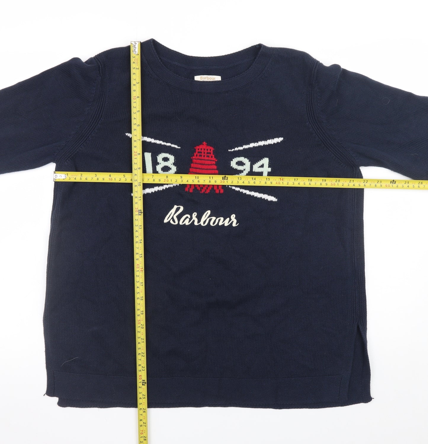 Barbour Men's Blue Cotton Crew Neck Pullover Jumper Size L