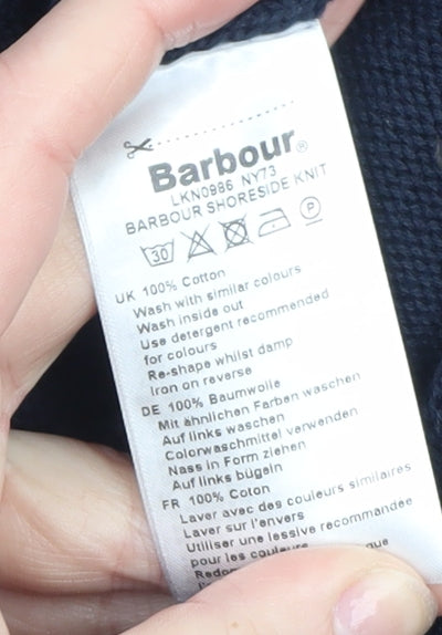 Barbour Men's Blue Cotton Crew Neck Pullover Jumper Size L