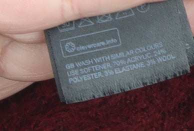 H&M Women Red Roll Neck Ribbed Knit Pullover Jumper Size L