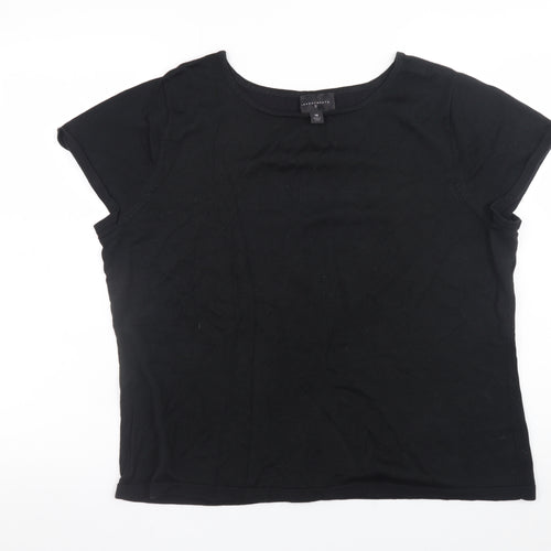 Investments Women Black 18 Plus Short Sleeve Cotton Blend T-Shirt
