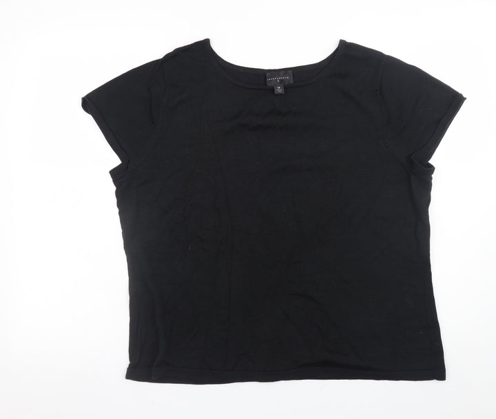 Investments Women Black 18 Plus Short Sleeve Cotton Blend T-Shirt
