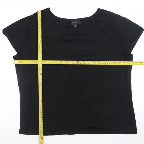 Investments Women Black 18 Plus Short Sleeve Cotton Blend T-Shirt