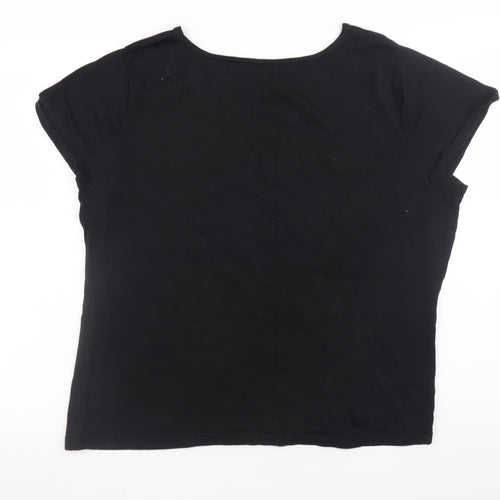 Investments Women Black 18 Plus Short Sleeve Cotton Blend T-Shirt