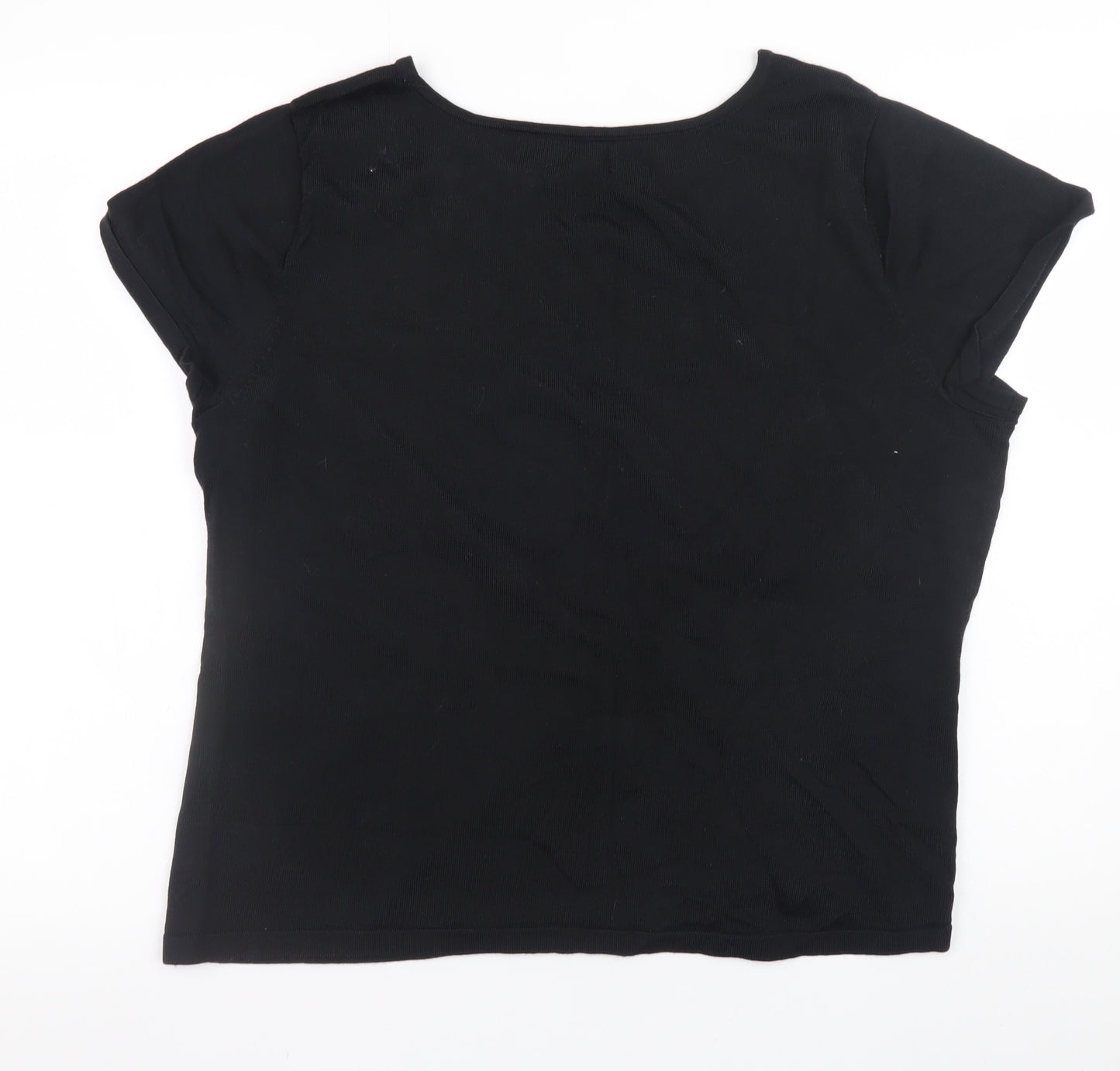 Investments Women Black 18 Plus Short Sleeve Cotton Blend T-Shirt