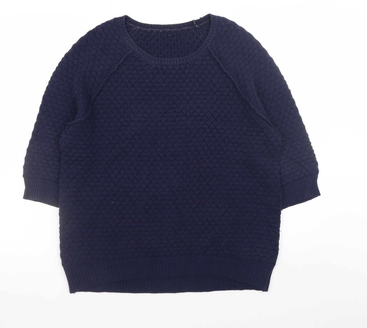 Whistles Women's Blue Knit Cotton Blend Crew Neck Jumper UK 10