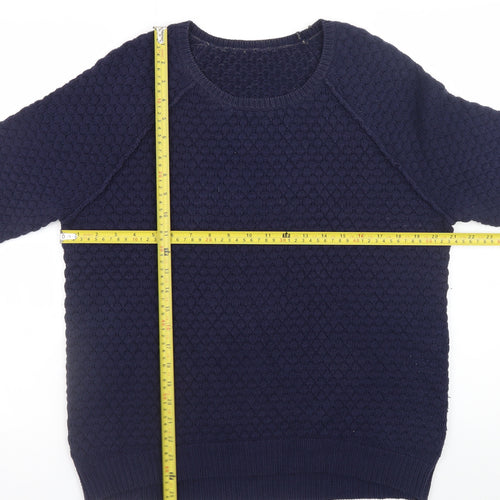 Whistles Women's Blue Knit Cotton Blend Crew Neck Jumper UK 10
