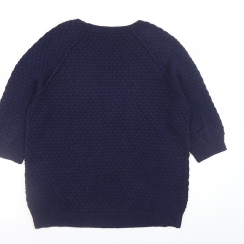 Whistles Women's Blue Knit Cotton Blend Crew Neck Jumper UK 10