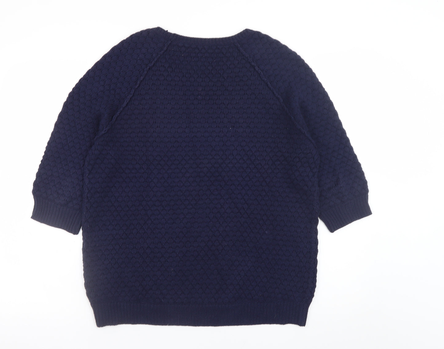 Whistles Women's Blue Knit Cotton Blend Crew Neck Jumper UK 10