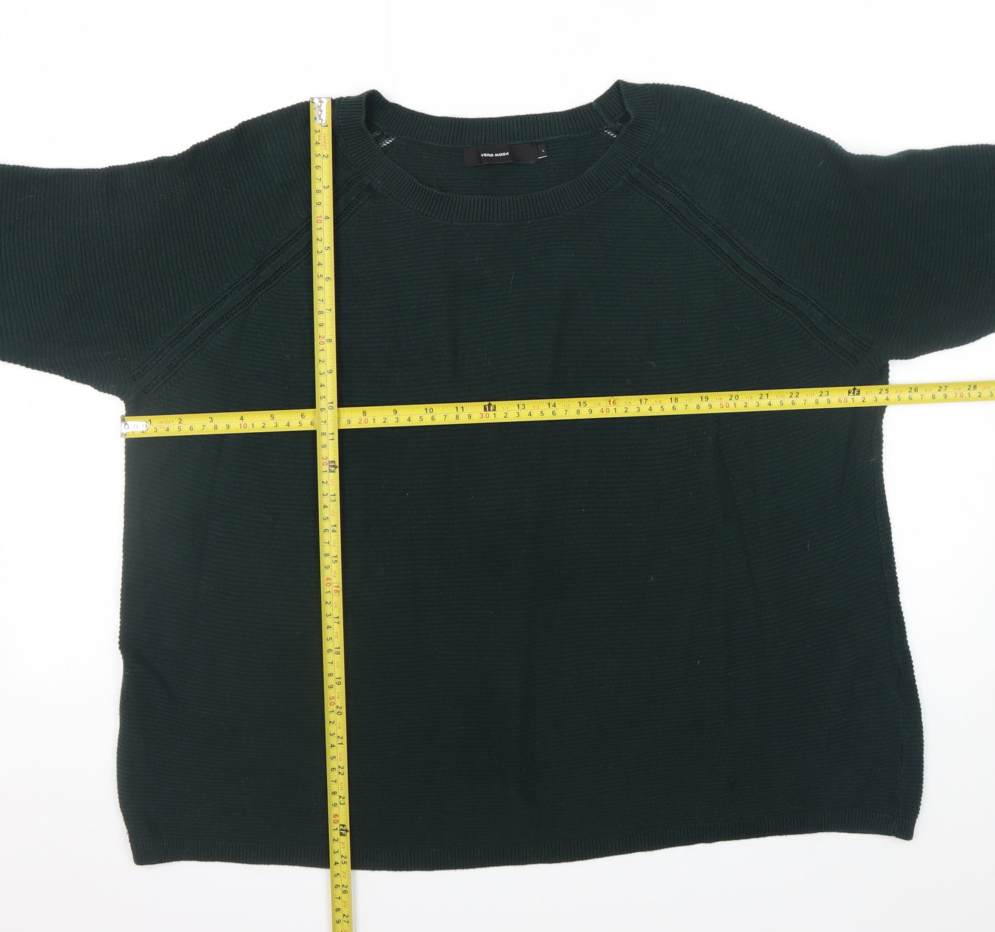 Vero Moda Womens Green L Relaxed Knit Pullover Jumper