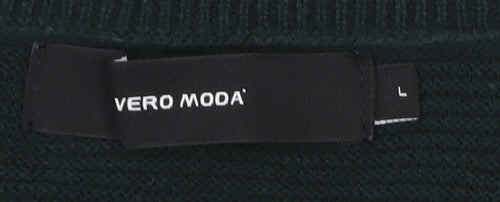 Vero Moda Womens Green L Relaxed Knit Pullover Jumper