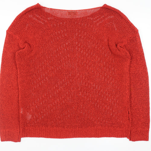 Monsoon Women Red Open-Knit Pullover Jumper Size L