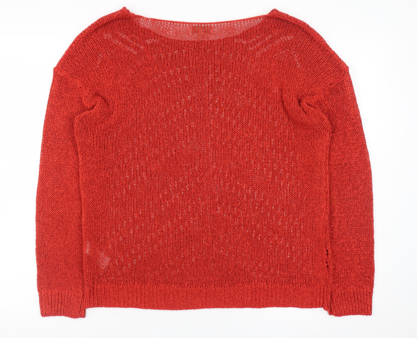 Monsoon Women Red Open-Knit Pullover Jumper Size L