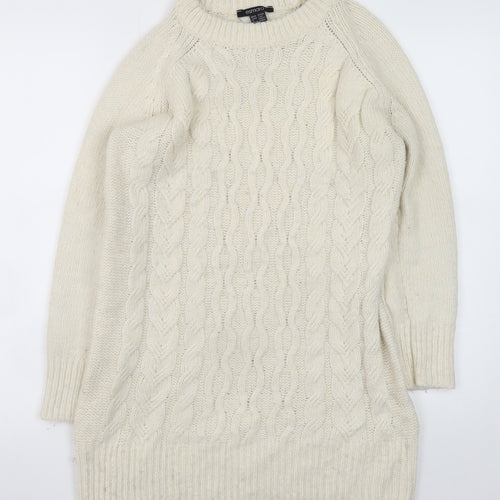 Esmara Women Ivory Cable Knit Long Sleeve Jumper Dress Size 8-10