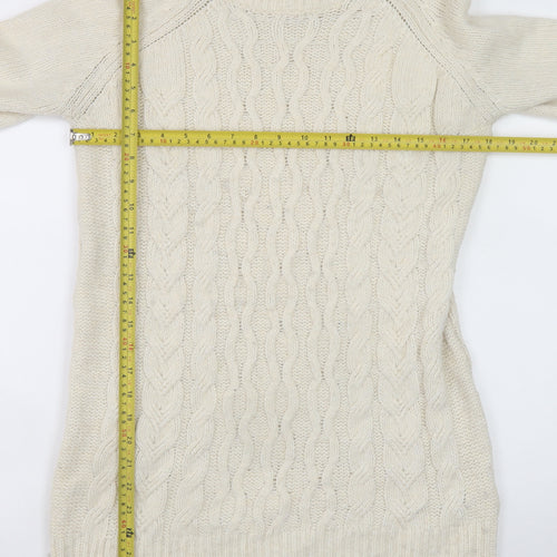 Esmara Women Ivory Cable Knit Long Sleeve Jumper Dress Size 8-10