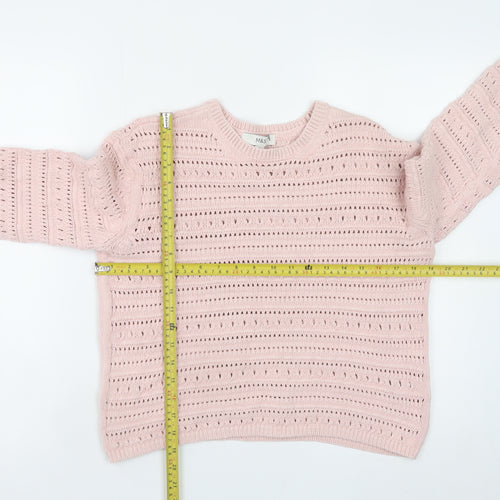 Marks and Spencer Women Pink Open Knit Cotton Jumper Medium