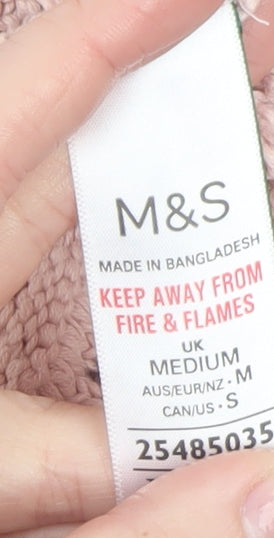 Marks and Spencer Women Pink Open Knit Cotton Jumper Medium