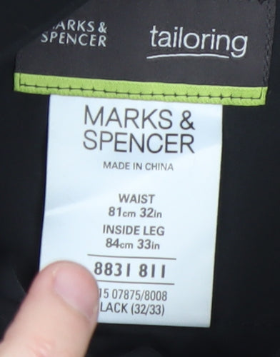 Marks and Spencer Men’s Black Regular Fit Dress Trousers 32W 33L
