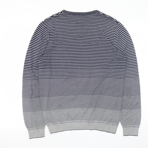 Marks and Spencer Women’s Blue Striped Cotton Crew Neck Jumper L