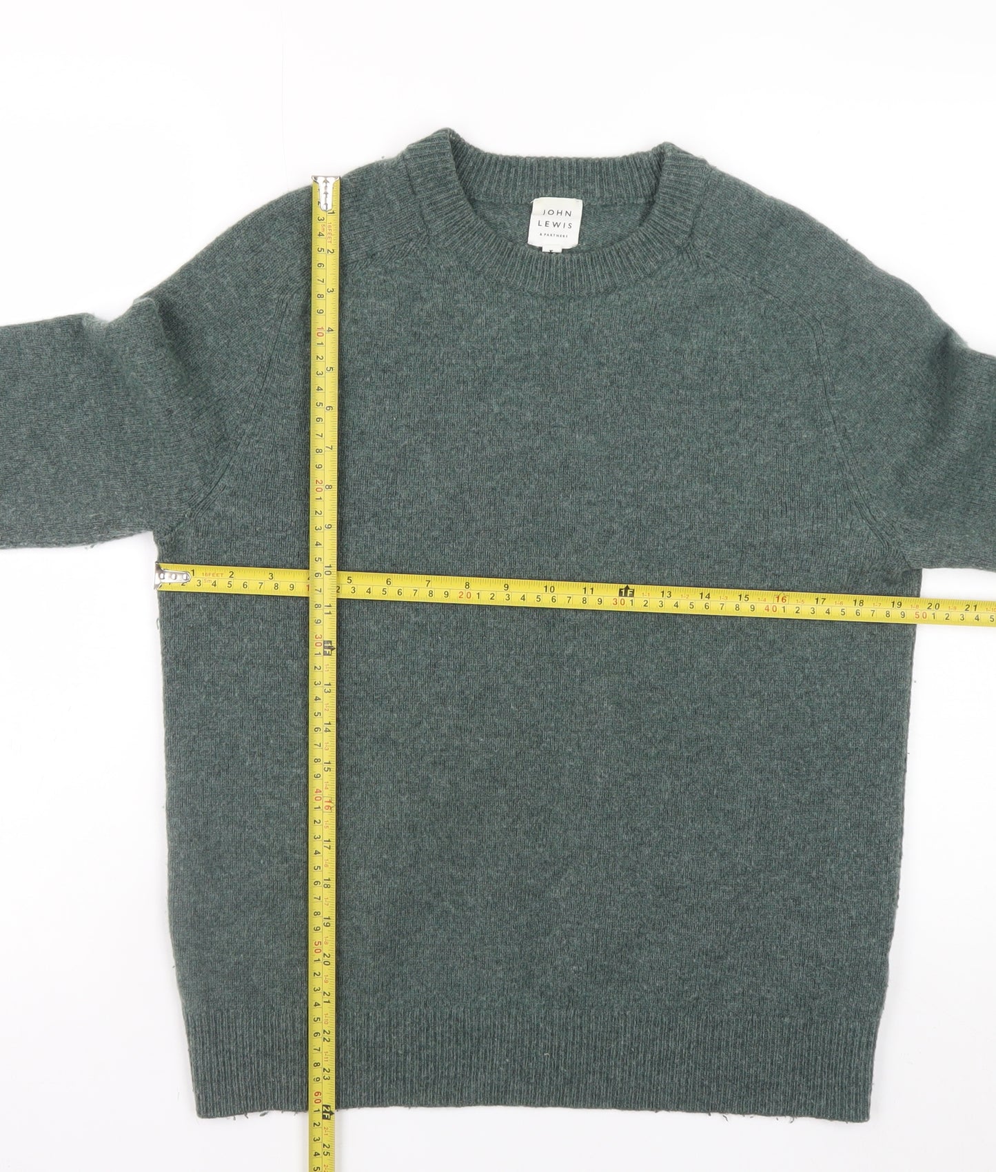 John Lewis Women Green Wool Blend Crew Neck Pullover Jumper M