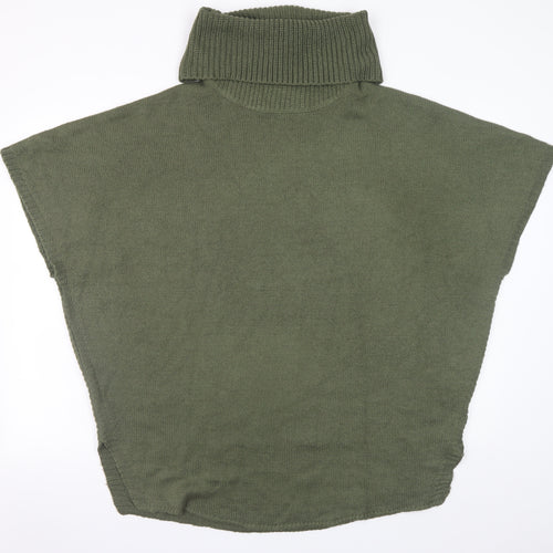 New Look Women's Green Roll Neck Sleeveless Cape Jumper Size 12