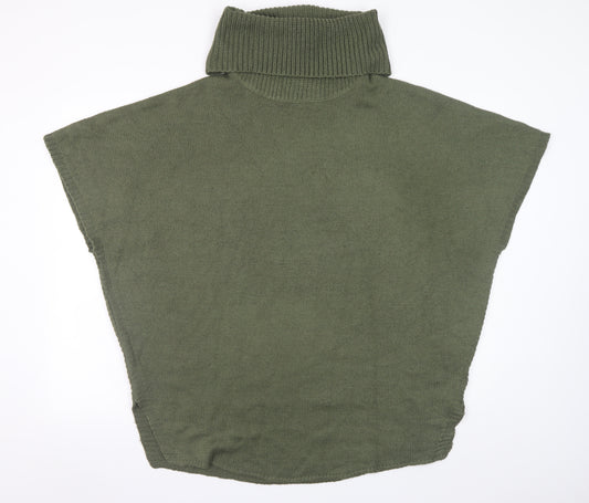 New Look Women's Green Roll Neck Sleeveless Cape Jumper Size 12