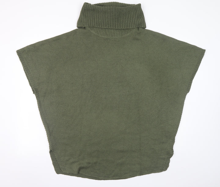 New Look Women's Green Roll Neck Sleeveless Cape Jumper Size 12