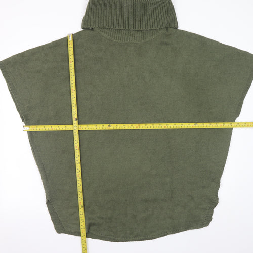 New Look Women's Green Roll Neck Sleeveless Cape Jumper Size 12